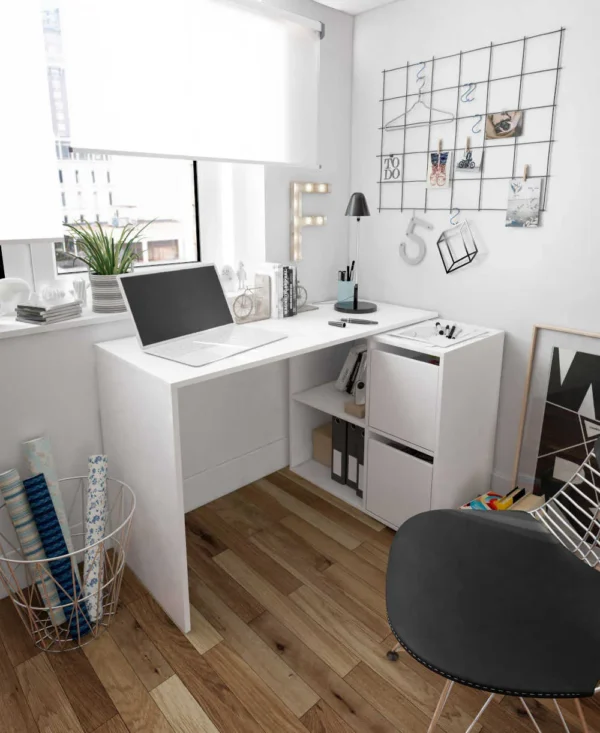 ADAPTA Bureau multi position avec rangement 120 cm Blanc