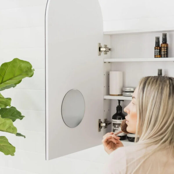 Armoire à pharmacie arquée avec miroir , armoire à médicaments encastrée ou montée en surface