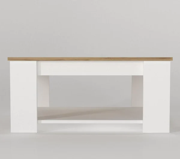 Table Basse DIMA - Blanc et chêne - Salon et séjour – Image 3