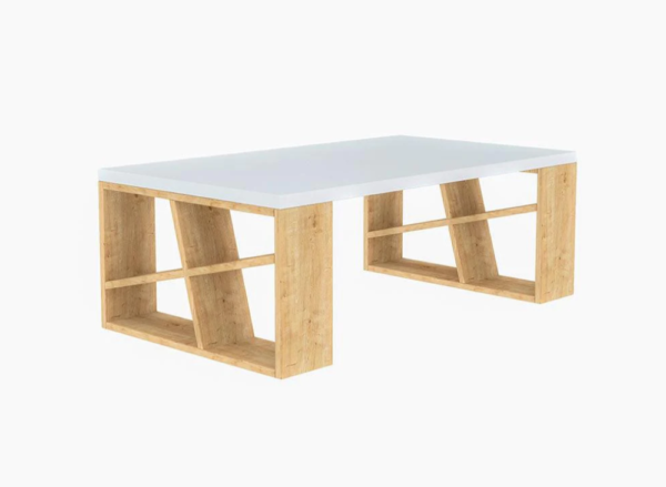 Table Basse pour séjour HONEY - Blanc et Chêne – Image 2