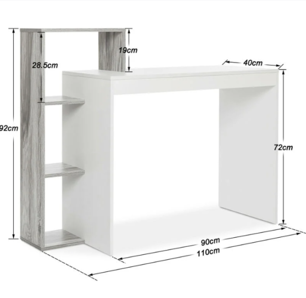 Mondeer Bureau d'Ordinateur, Bureau Informatique, Table de Travail, Avec étagères, Etagère de Rangement, en Bois, Gris – Image 5