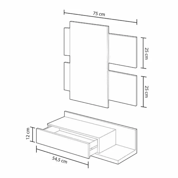 TEKKAN Meuble d’entrée Blanc et Chêne avec miroir – Image 3