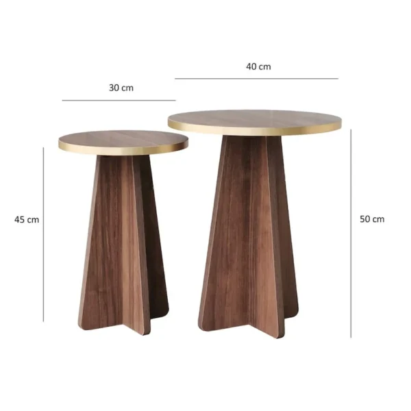 Table basse gigogne en noyer, ensemble de 3 tables basses – Image 7