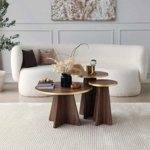 Table basse gigogne en noyer - Image 2