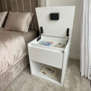 Table de Nuit Premium avec Coffre Caché Sécurisé – Ouverture par Carte NFC